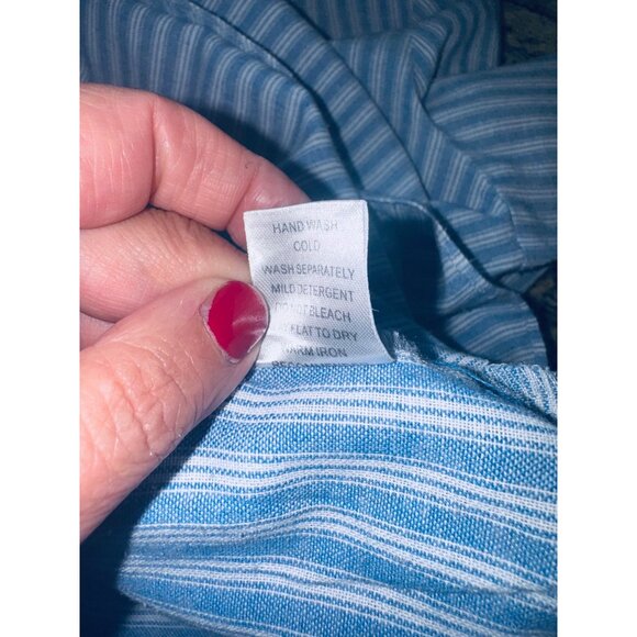 Jade Melogy Chambray Blue White Striped Jade XL Button-Up Long Sleeve Casual Top - Picture 8 of 10